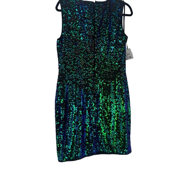 Sho by Tadashi Shoji Iridescent Green Sequin Cutout Dress Size XL NWT - Picture 4 of 9